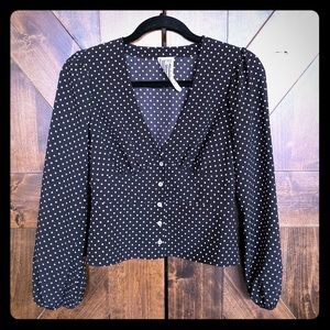 Free People Polka Dot Button down blouse size XS